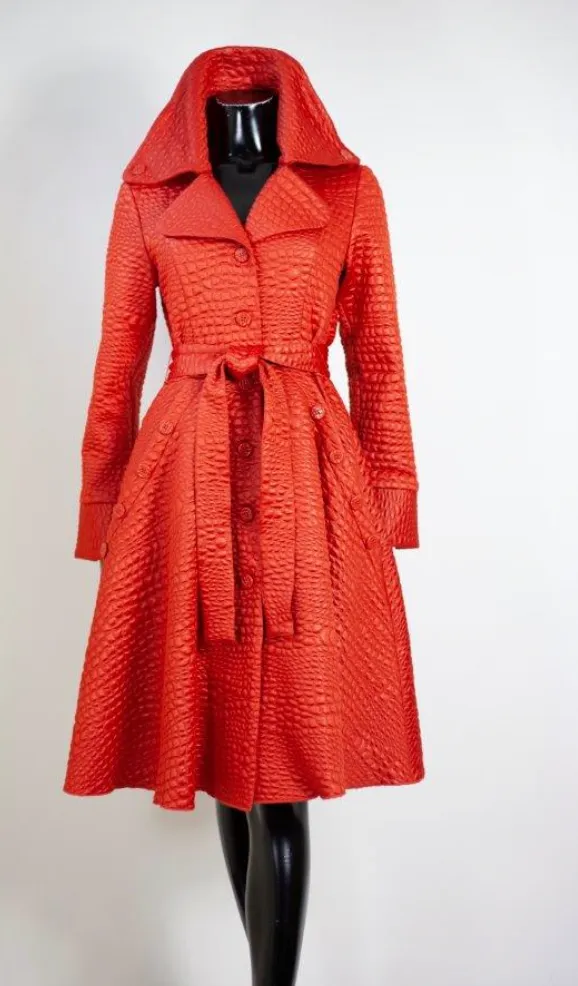 Samuel Dong Knit A Line Coat Rust-